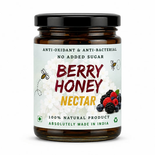 Raw Berry Honey from NEUTRIFARM, 250g jar, natural unrefined sweetener with antioxidant and antibacterial properties.