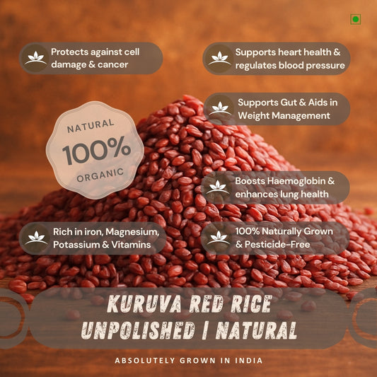 Unpolished Whole Grain Organic Kuruva Red Rice - NEUTRIFARM | Harvesting Health